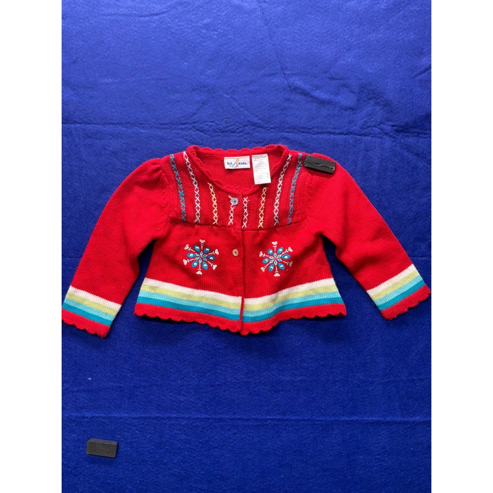 Festive Baby Girls b.t. kids. Snowflake Embroidered Cardigan 18M‎ Red